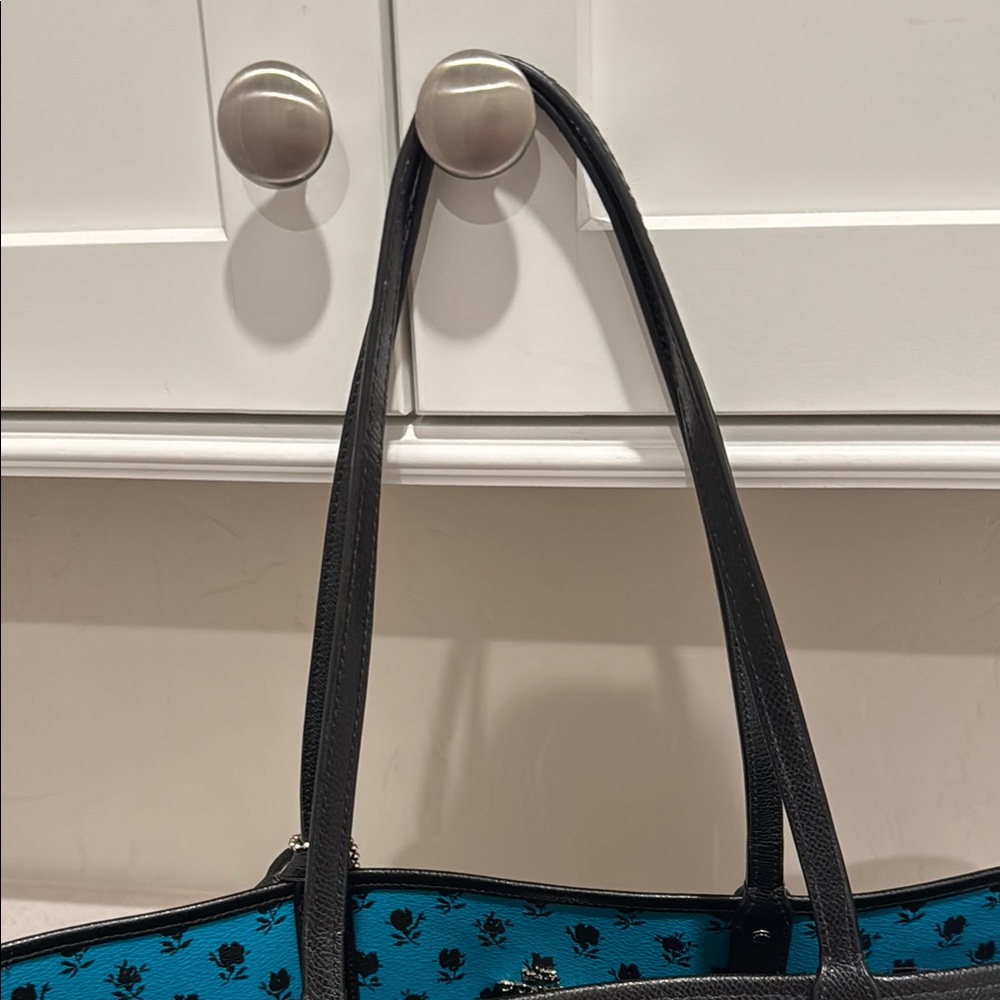 Coach Blue and Black Floral Tote - Picture 7 of 8